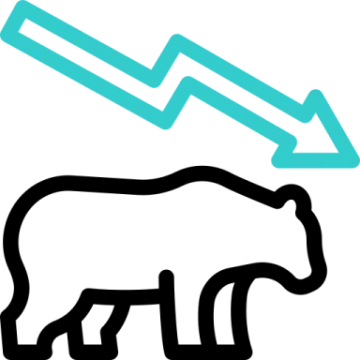 a bear and an upward arrow