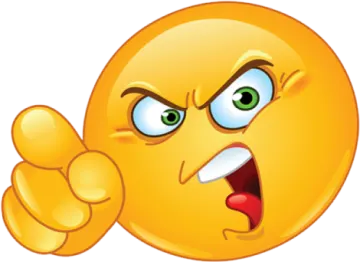 a yellow smiley face with an angry expression