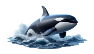 an orca jumping out of the water