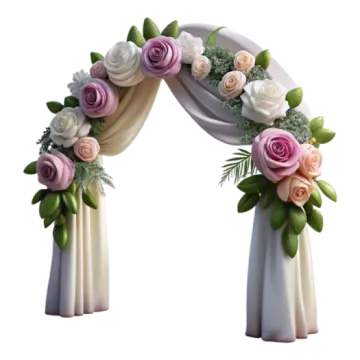 a wedding arch with pink and white flowers