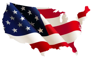 a map of the united with an american flag