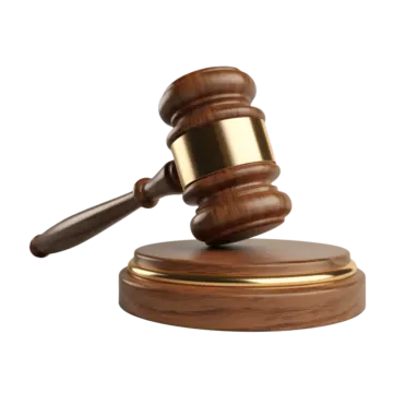 a wooden judge's gave on a white background