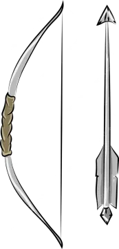 a drawing of a bow and arrow