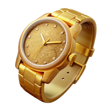a gold watch on a white background