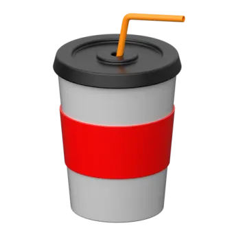 a red and gray cup with a straw