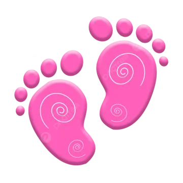 a pair of pink footprints on a white background