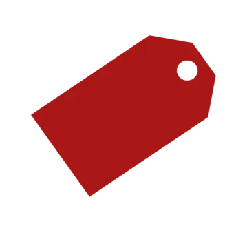 a red tag on a white background