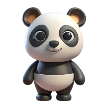 a cartoon panda bear with big eyes