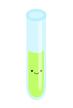 a test tube filled with green liquid