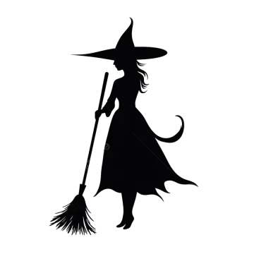 a silhouette of a witch holding a broom