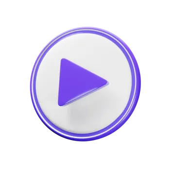a purple play button on a white background