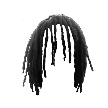 A black and white drawing of dread hair