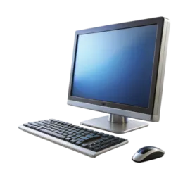 a computer with a mouse and keyboard on it