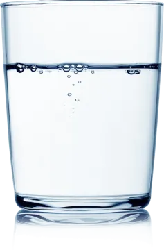 a glass of water on a white background