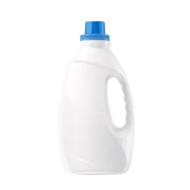 a white plastic bottle with blue lid