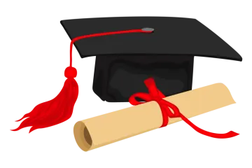 a graduation cap and diploma
