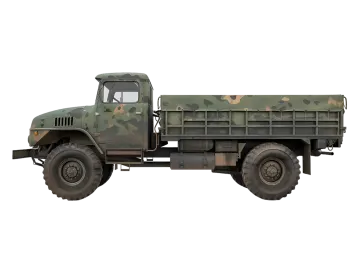 an old military truck on a white background