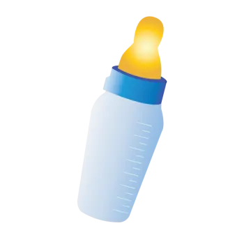 a baby bottle with a yellow cap