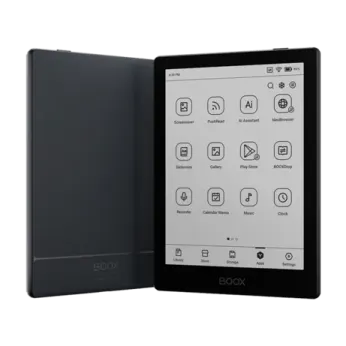 a black tablet with the screen open