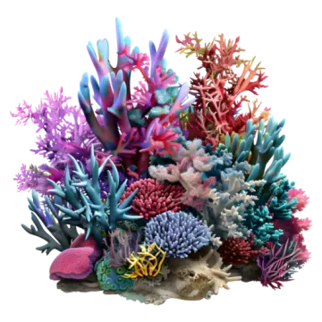 a bunch of colorful corals on a white background