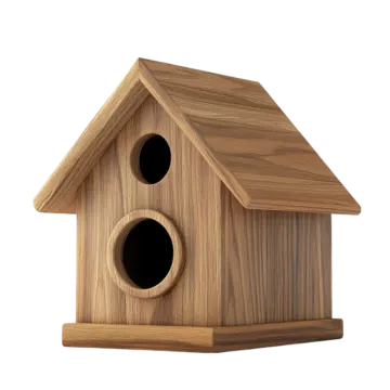 a wooden bird house on a white background