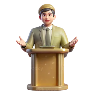 a man in a suit and tie standing behind a podium
