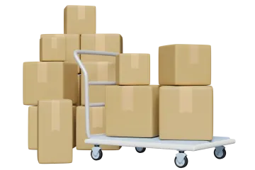 a dolly cart with boxes on it