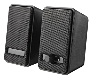 a pair of speakers on a white background