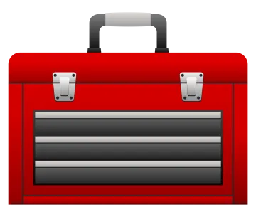 a red tool box with two handles