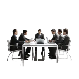 a group of people sitting around a table