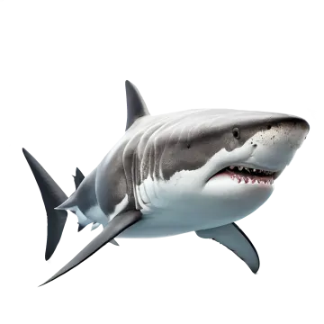 a great white shark with its mouth open