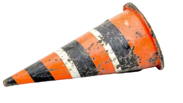 an orange and black cone on a white background