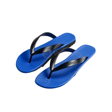 a pair of blue flip flops on white background