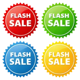 a set of four flash sale stickers