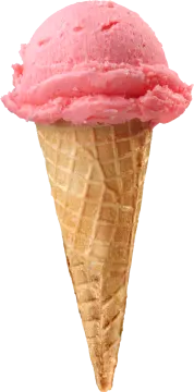 a scoop of strawberry ice on a white background