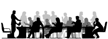 silhouettes of people sitting at a table