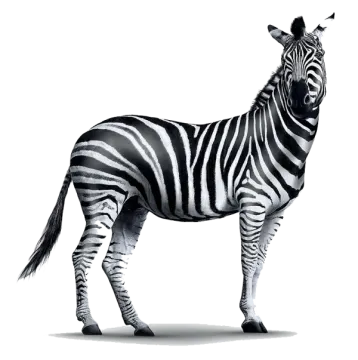 a zebra standing in front of a white background
