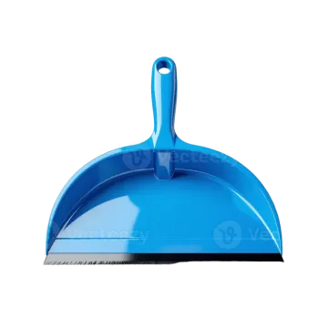 a blue dust sweeper on a white background