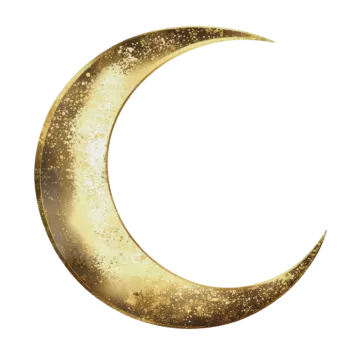 a gold crescent with stars on it