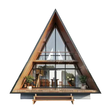 a - frame house in the shape of a triangle