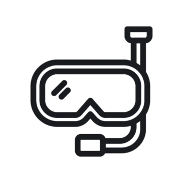 a black and white icon of a diving mask
