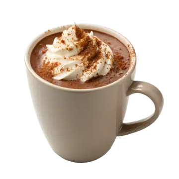 a cup of hot chocolate with whipped cream on top