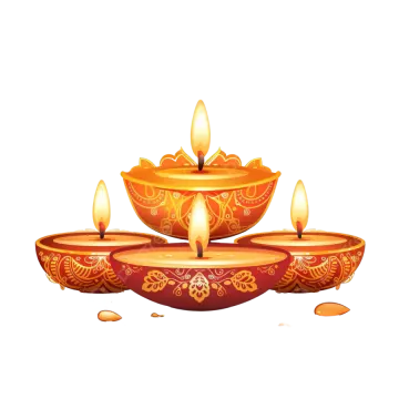 a set of three candles on a white background