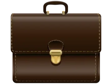 a brown briefcase on a white background
