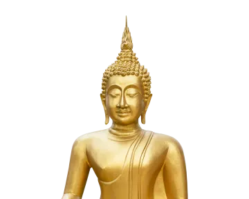 golden buddha statue isolated on white background