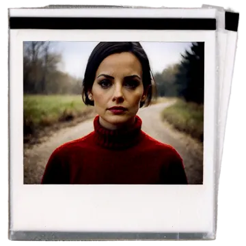 a picture of a woman in a red sweater