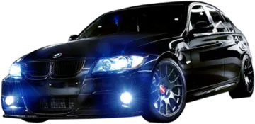 a black car with blue lights on it
