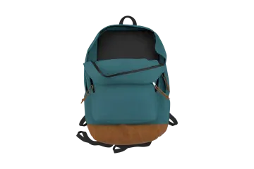 a backpack with a wooden handle on it