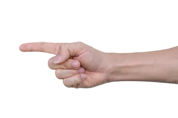 a person's hand pointing at something