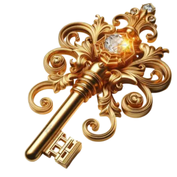 a golden key with a diamond on it